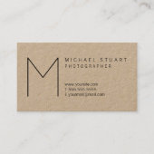 Einfaches Minimalistisches Mongram-Kraftpapier Visitenkarte (Vorderseite)