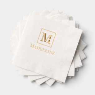 Einfaches minimalistisches Namens-Monogramm im Rah Servietten Mit Folie