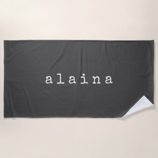 Einfaches Minimalistisches Namensdesign in Schwarz Strandtuch