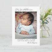 Einfaches Minimalistisches Neugeborenes Foto Gebur Ankündigung (Stehend Vorderseite)
