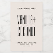 Einfaches, minimalistisches, neutrales Sojaschmelz Lebensmitteletikett (Einzelnes Label)