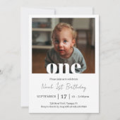 Einfaches Minimalistisches One Square Foto zum Geb Einladung (Vorderseite)