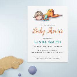 Einfaches Minimalistisches Orange Baby Sleeping Pa Einladung