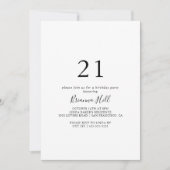 Einfaches Minimalistisches Party zum 21. Geburtsta Einladung (Vorderseite)
