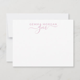 Einfaches Minimalistisches Pastellrosa Namensskrip Mitteilungskarte
