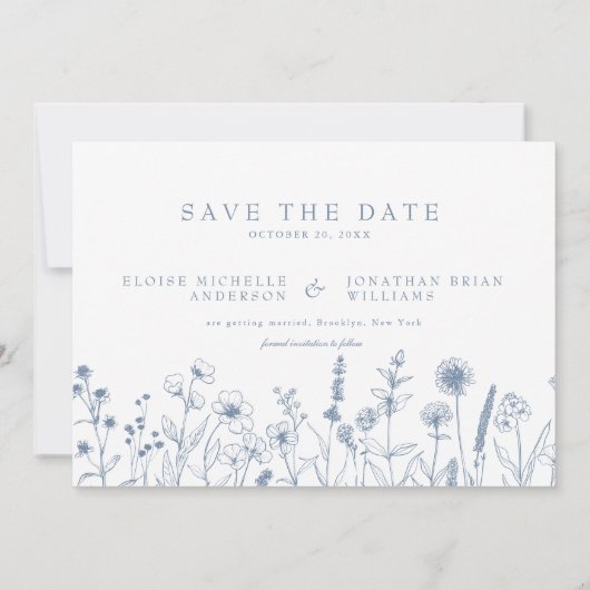 Einfaches Minimalistisches Periwinkle-Wildblume-Fo Save The Date (Rückseite)