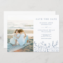 Einfaches Minimalistisches Periwinkle-Wildblume-Fo Save The Date