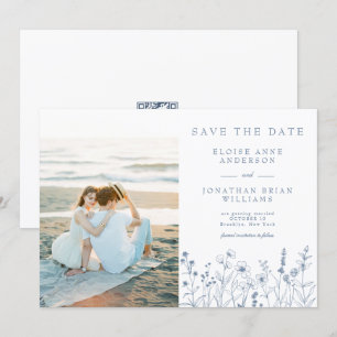 Einfaches Minimalistisches Periwinkle-Wildblume-Fo Save The Date
