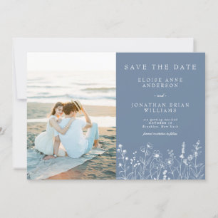 Einfaches Minimalistisches Periwinkle-Wildblume-Fo Save The Date