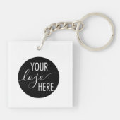 Einfaches Minimalistisches QR-Code-Geschäftslogo Schlüsselanhänger (Rückseite)