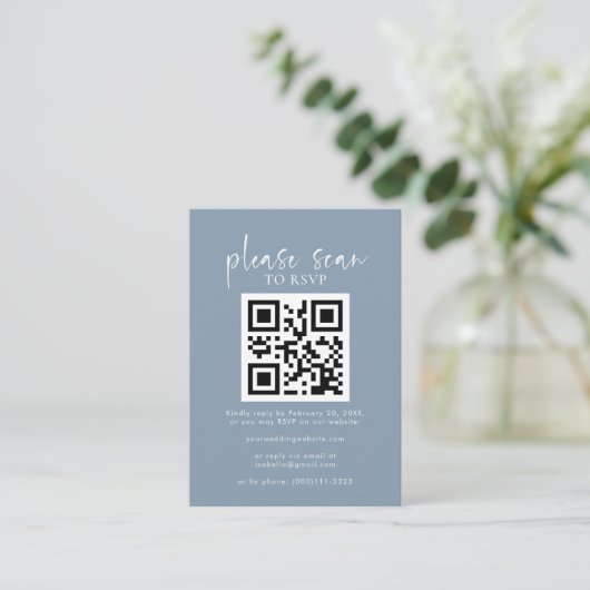 Einfaches Minimalistisches QR-Code-Hochzeitsszenar Begleitkarte (Stehend Vorderseite)