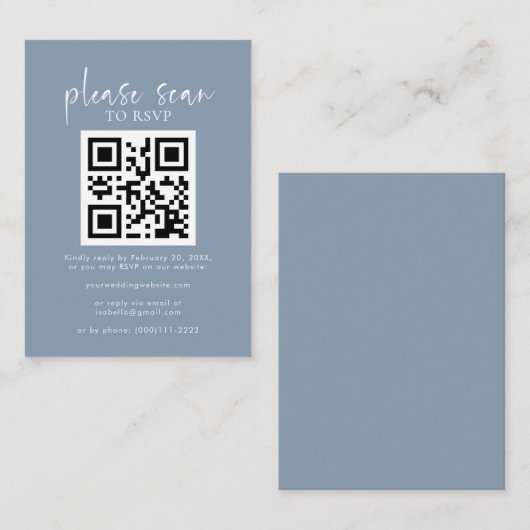 Einfaches Minimalistisches QR-Code-Hochzeitsszenar Begleitkarte (Vorne/Hinten)