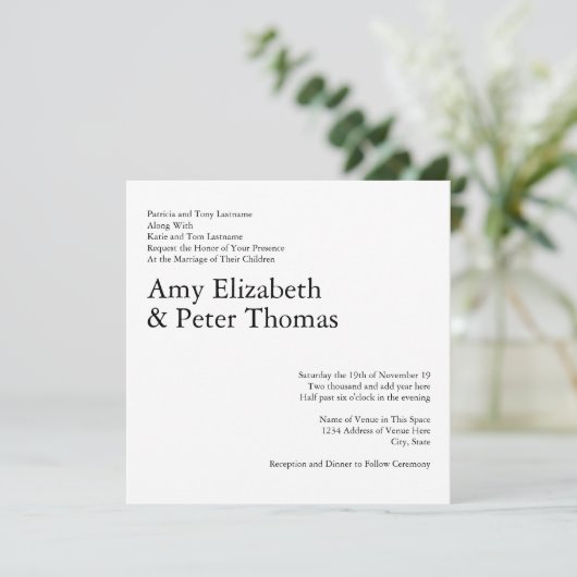 Einfaches, Minimalistisches QR-Code Serif Hochzeit Einladung (Stehend Vorderseite)