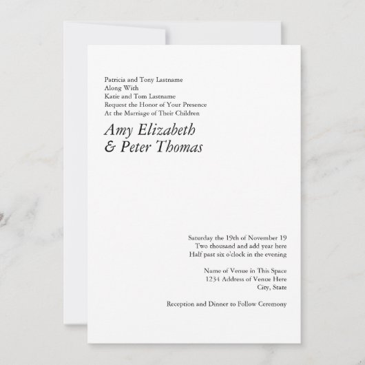 Einfaches, Minimalistisches QR-Code Serif Hochzeit Einladung (Vorderseite)