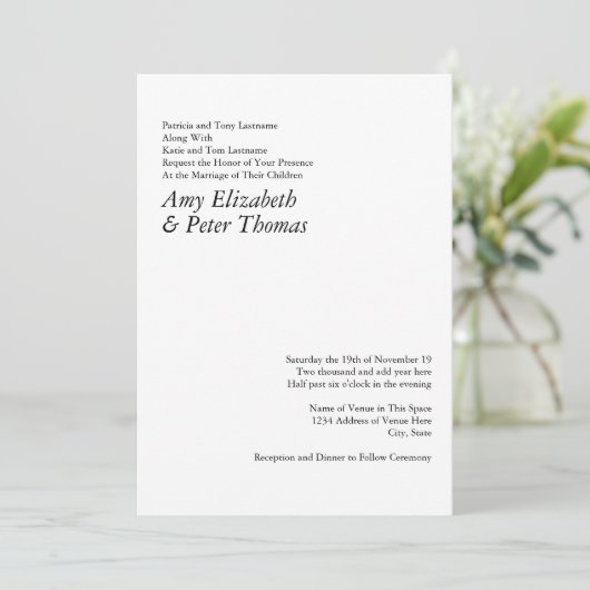 Einfaches, Minimalistisches QR-Code Serif Hochzeit Einladung (Stehend Vorderseite)