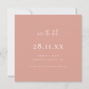 Einfaches Minimalistisches Quadrat Rosa Save The Date