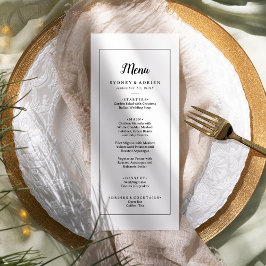 Einfaches Minimalistisches RahmenWedding Dinner Menükarte