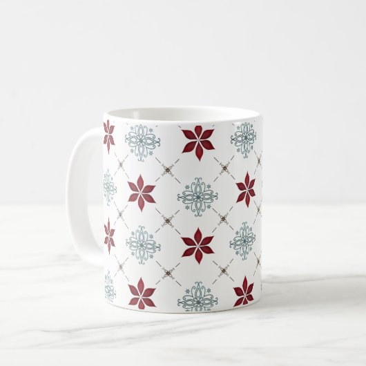 Einfaches Minimalistisches Red Blue Star-Muster Kaffeetasse (Vorderseite Links)