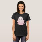 Einfaches Minimalistisches rosa Ghost-Schwarzes Ha T-Shirt (Vorne ganz)