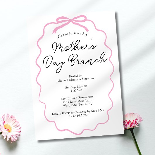 Einfaches Minimalistisches Rosa Muttertagsbrunch Einladung