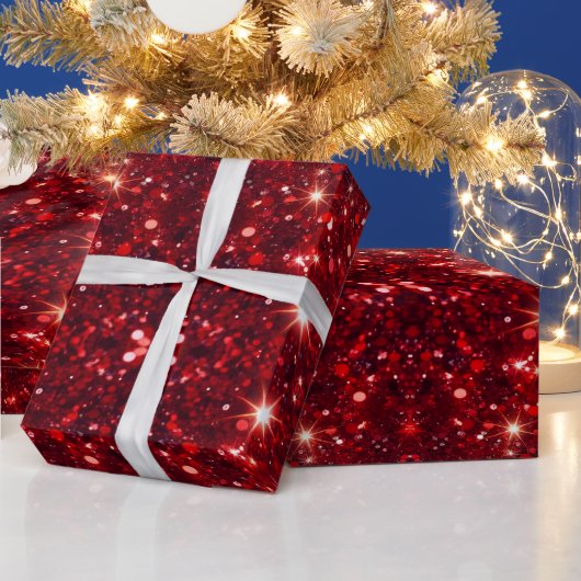 Einfaches minimalistisches rotes Glitter-Valentins Geschenkpapier (Feiertage)