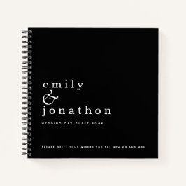 Einfaches Minimalistisches Schwarz-Hochzeit-Gästeb Notizblock