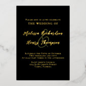 Einfaches Minimalistisches Schwarz-Script-Modell Folieneinladung (Vorderseite)