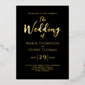 Einfaches Minimalistisches Schwarz-Script-Modell Folieneinladung (Vorderseite)