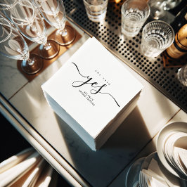 Einfaches Minimalistisches Schwarz-Weiß-Brautparty Serviette