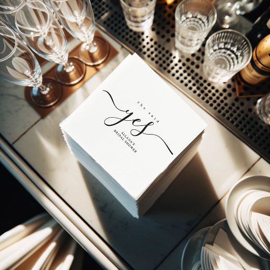 Einfaches Minimalistisches Schwarz-Weiß-Brautparty Serviette