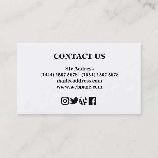 Einfaches Minimalistisches Schwarz-Weiß-Friseur-Ge Visitenkarte (Rückseite)