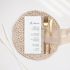 Einfaches Minimalistisches Schwarz-Weiß-Hochzeitse Menükarte