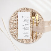 Einfaches Minimalistisches Schwarz-Weiß-Hochzeitse Menükarte