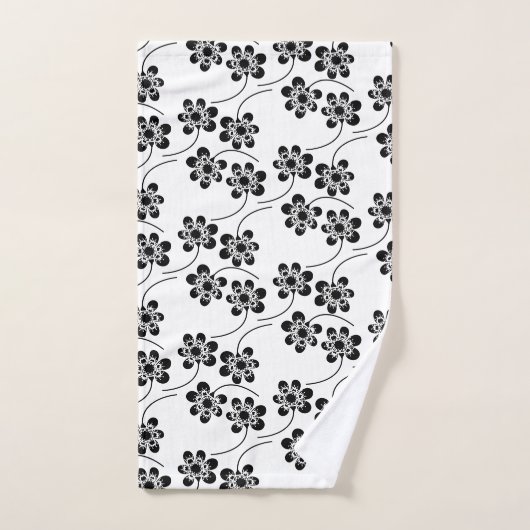 Einfaches Minimalistisches Schwarz-Weiß-Muster Badhandtuch Set (Handtuch)