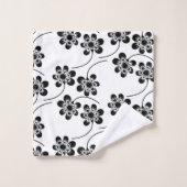 Einfaches Minimalistisches Schwarz-Weiß-Muster Badhandtuch Set (Waschlappen)