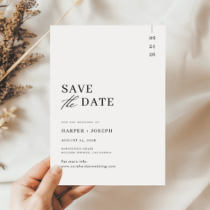 Einfaches Minimalistisches Schwarz-Weiß-Schrift Ho Save The Date