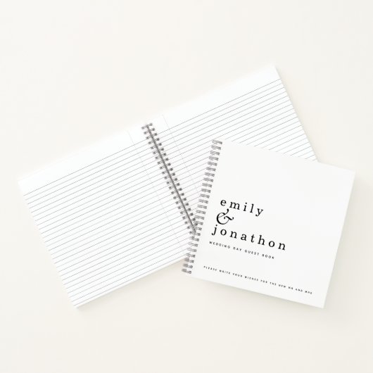 Einfaches Minimalistisches Schwarz-weißes Gästebuc Notizblock (Innenseite)