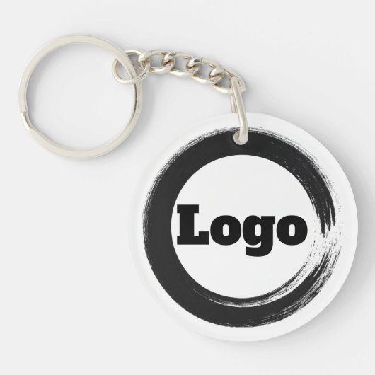 Einfaches Minimalistisches Schwarz-weißes Logo für Schlüsselanhänger (Vorderseite)