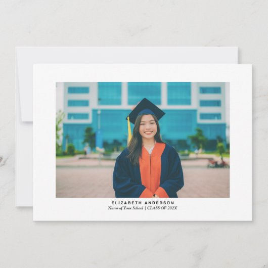 Einfaches Minimalistisches Script Graduate Foto Ab Dankeskarte (Vorderseite)