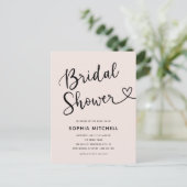 Einfaches Minimalistisches Script-Herz-Brautparty Postkarte (Stehend Vorderseite)