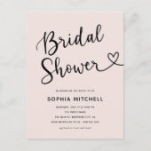 Einfaches Minimalistisches Script-Herz-Brautparty Postkarte (Vorderseite)