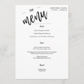 Einfaches Minimalistisches Script-Hochzeitsfest Menükarte (Vorderseite)