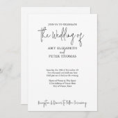 Einfaches, Minimalistisches Script - QR Code - BW Einladung (Vorne/Hinten)