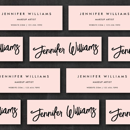 Einfaches Minimalistisches Script Rosa Schwarz Mini Visitenkarte