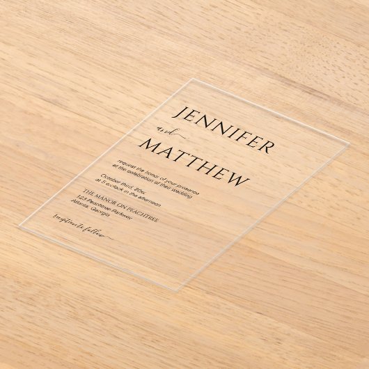 Einfaches Minimalistisches Script-Transparente Hoc Acryleinladungen (Ablage )