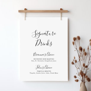 Einfaches minimalistisches Signature-Drinks-Schild Poster