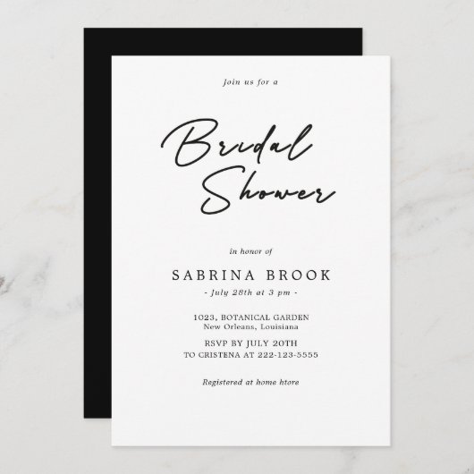 Einfaches Minimalistisches Skript-Brautparty Einladung (Vorne/Hinten)