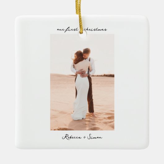 Einfaches Minimalistisches Skript-Foto Keramikornament (Vorderseite)