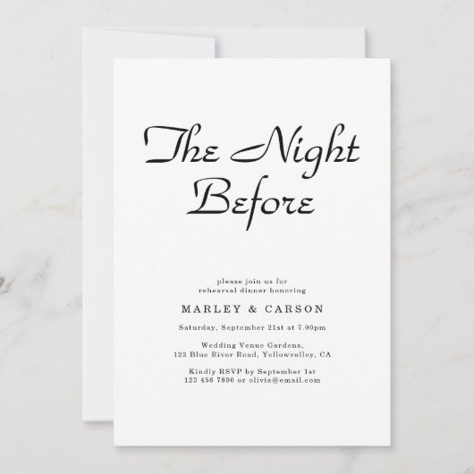 Einfaches Minimalistisches Skript Hochzeit Probe D Einladung (Vorderseite)