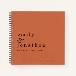 Einfaches Minimalistisches Terracotta Wedding Gues Notizblock